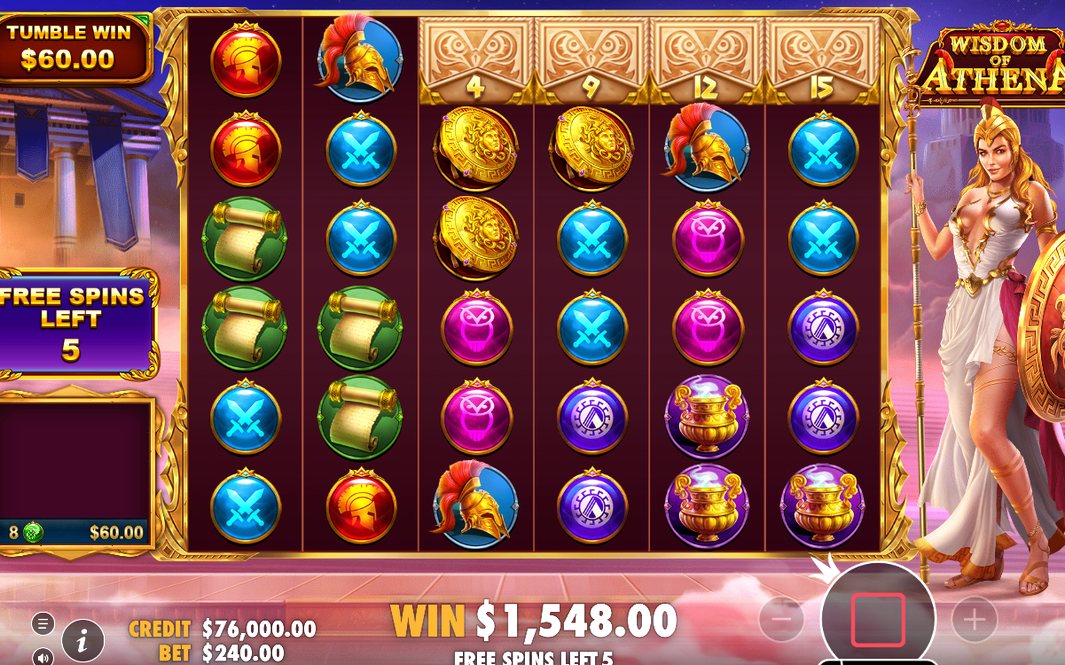 Free Spins-rundan med Athena-porträttet som Scatter