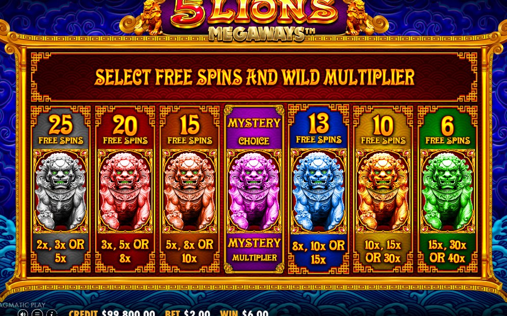 Bonusläge med val mellan sju Free Spins-alternativ